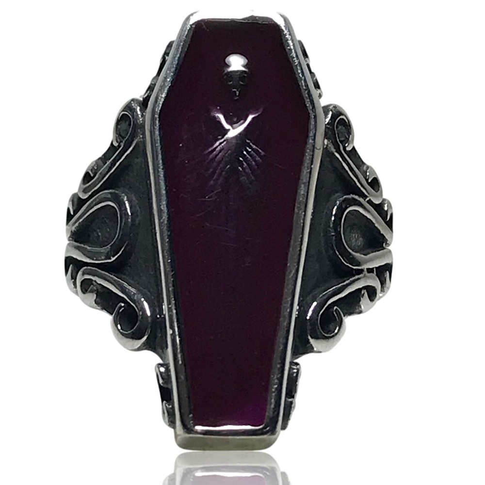 Gothic Punk Purple Skeleton Vampire Coffin Ring